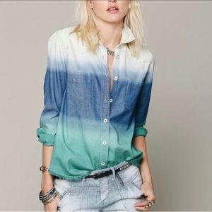 Free People Tie Dye Denim Top